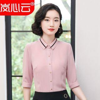 Elbow-sleeve Blouse / Mini Sheath Skirt / Set