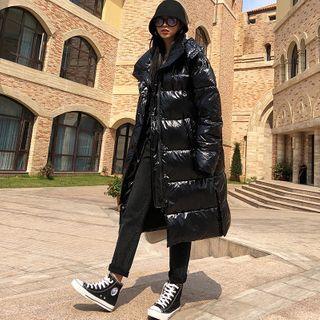 Loose-fit Hooded Padded Coat Black - L