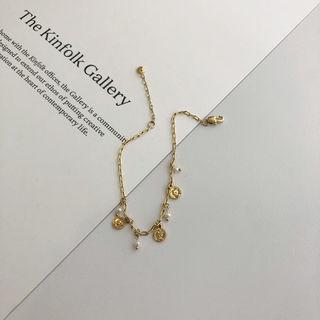 Faux-pearl Metallic Bracelet One Size