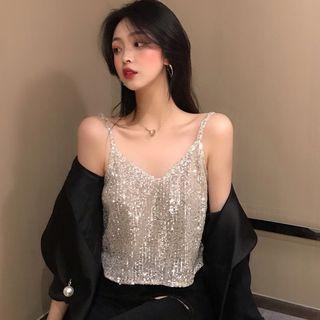 Glitter Camisole Top Silver - One Size