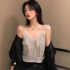 Glitter Camisole Top Silver - One Size