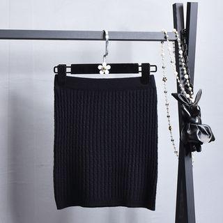 Mini Knit Sheath Skirt Black - One Size