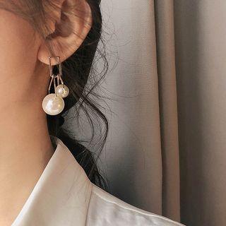Faux Pearl Geometric Dangle Earring 1 Pair - As Shown In Figure - One Size
