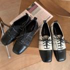 Lace-up Square Toe Tweed Shoes