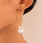 Irregular Pearl Alloy Dangle Earring 19781 - 1 Pair - White & Gold - One Size