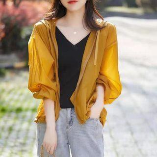 Puff-sleeve Hooded Light Jacket