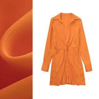 Long Sleeve Knot Shirtdress