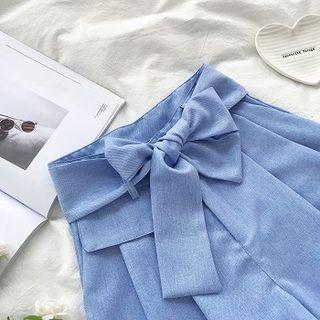 Ribbon Lace-up High-waist Shorts