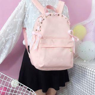 Lace-up Detail Plain Backpack