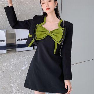 Spaghetti Strap Bow A-line Dress / Cropped Blazer