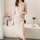 Set: Rib Sweater + Midi Knit Skirt