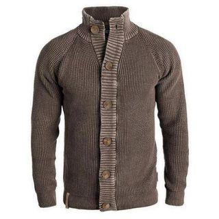 Long Sleeve Mock Neck Button-up Coat