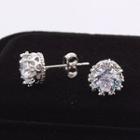 Cz Stud Earring 1 Pair - White - One Size