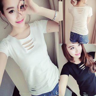 Short-sleeve Ripped Top