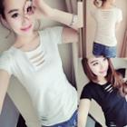 Short-sleeve Ripped Top