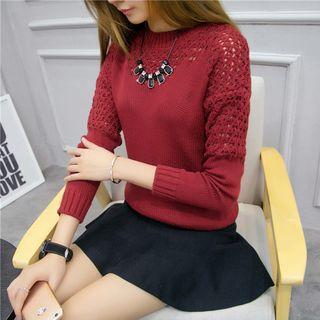Set: Open Knit Sweater + A-line Skirt