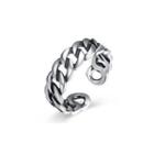 925 Sterling Silver Vintage Fashion Openwork Geometric Adjustable Open Ring Silver - One Size