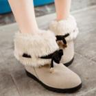 Faux Suede Hidden Hedge Ankle Snow Boots