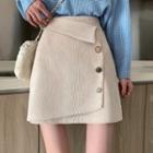 High-waist Button-up A-line Mini Skirt