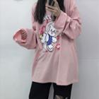 Couple Matching Long-sleeve Cartoon Print T-shirt