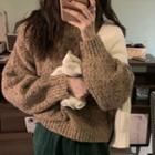 Crew-neck Sweater / Corduroy Straight-cut Pants