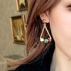 Triangle Drop Earring 1 Pair - Bb2215 - Coffee & Green & White - One Size