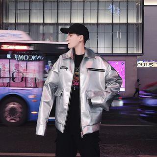Faux Leather Reflect Zip Jacket