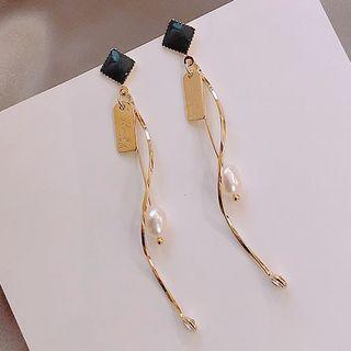 Faux Pearl Alloy Swirl Fringed Earring 1 Pair - As Shown In Figure - One Size