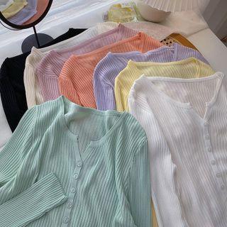 Long-sleeve Round Neck Light Knit Top