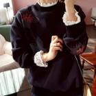 Floral Embroidered Brushed Fleece Lined Sweatshirt