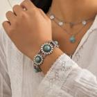 Turquoise Alloy Bracelet 1002 - Silver - One Size