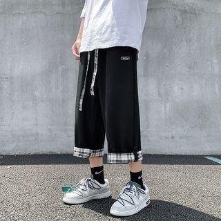 Plaid Trim Capri Sweatpants