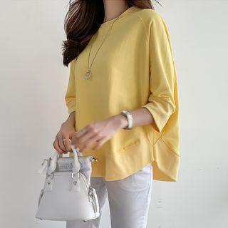 3/4-sleeve Plain Sweatshirt