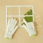 Cartoon Fleece Gloves Off-white - One Size