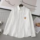 Pumpkin Embroidered Shirt White - One Size