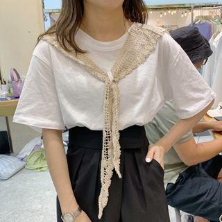 Short-sleeve Knit Shawl T-shirt