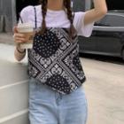 Short-sleeve Plain T-shirt / Paisley Print Camisole Top