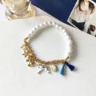 Unicorn Faux Pearl Bracelet 1 Pc - Blue & White - One Size