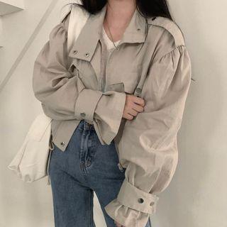 Pocket Detail Cropped Zip Jacket As Shown In Figure - One Size