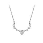 925 Sterling Silver Antler Necklace With Austrian Element Crystal Silver - One Size