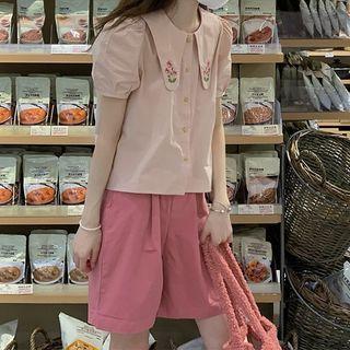 Short-sleeve Floral Blouse / Shorts / Set