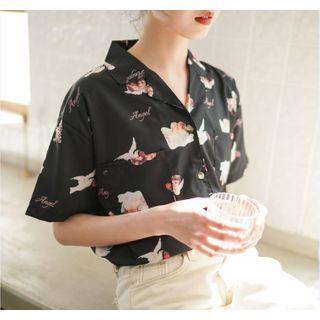 Short-sleeve Angel Print Shirt