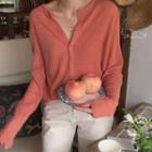 Plain Knit Jacket Peach Pink - One Size
