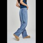Piped Washed Wide-leg Jeans