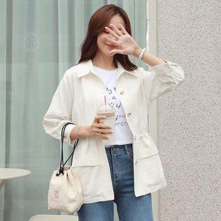 Drawstring Linen Blend Jacket