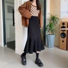 High-waist Asymmetrical A-line Fish Tail Midi Skirt