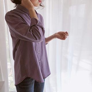 Plain Cotton Shirt Purple - One Size