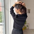 Cut-edge Crystal-pleat T-shirt