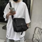 Flap Nylon Snap Buckle Crossbody Bag Black - One Size
