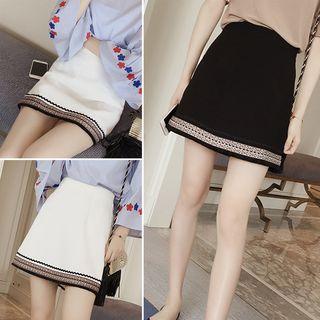 Embroidered Trim A-line Skirt
